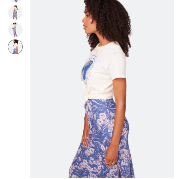 Emmy Floral blue slip skirt S NWT - Picture 5 of 11